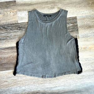 NWT Rags II Riches fringe side crop tank